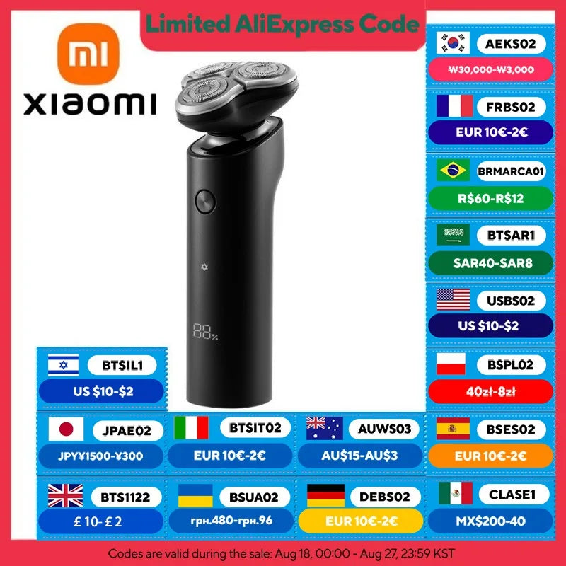 XIAOMI MIJIA S500 Electric Shaver Clipper Triple Blade Trimmer For Men Dry Wet Shaving Washable Beard Hair Cutting Machine Razor