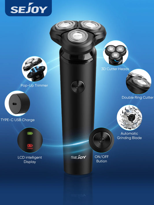 SEJOY Portable Electric Razor  Men Electric shaver Triple Blade Powerful Beard Shaving Rechargeable Waterproof shaving Machine